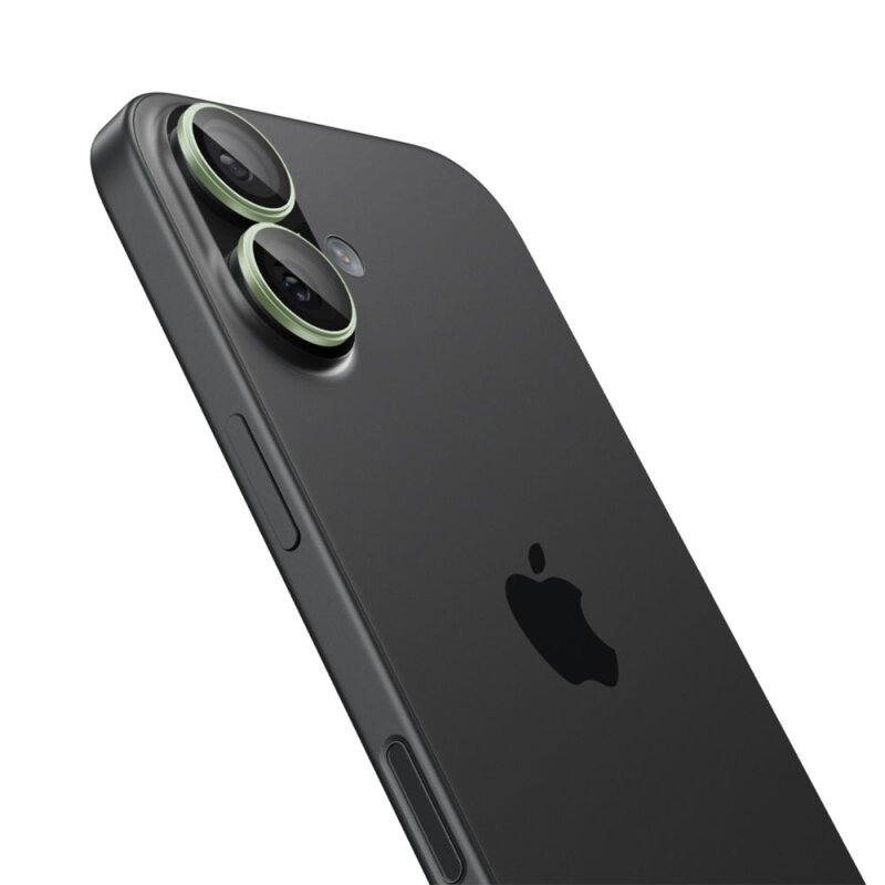 [Pachet 2x] Folie sticla camera iPhone 16 Plus Spigen Glas.tR Optik EZ Fit Pro, verde