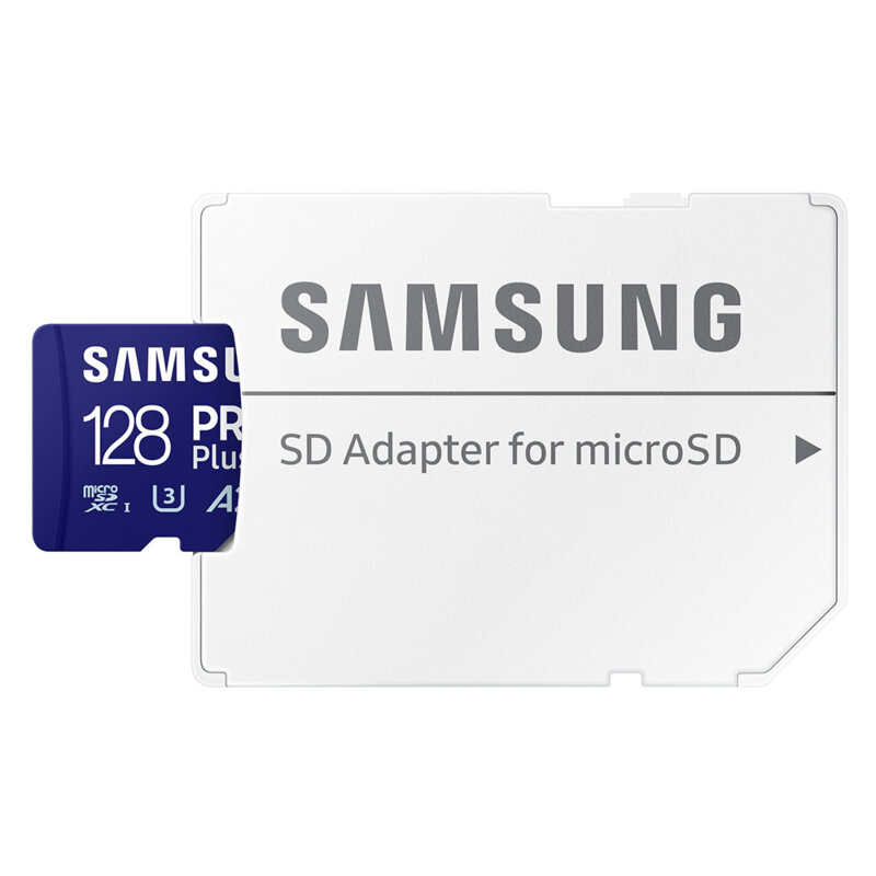 Card MicroSDXC cu adaptor 128GB Samsung PRO Plus, U3, alb, MB-MD128SA/EU