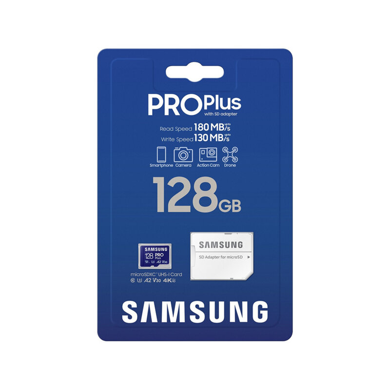 Card MicroSDXC cu adaptor 128GB Samsung PRO Plus, U3, alb, MB-MD128SA/EU
