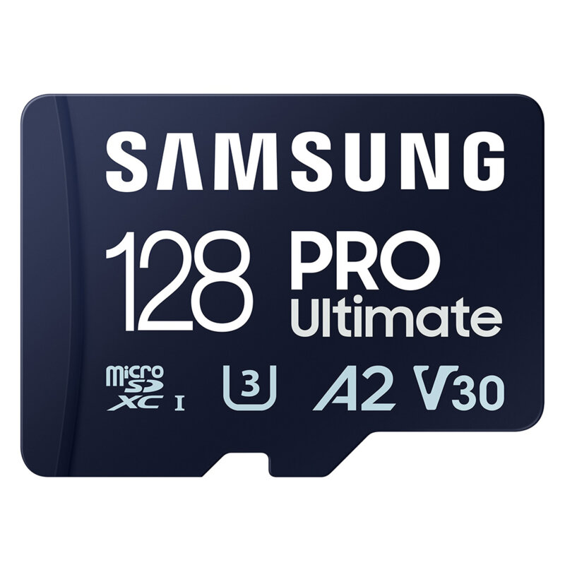 Card MicroSDXC cu adaptor 128GB Samsung PRO Ultimate, U3, alb/bleu, MB-MY128SA/WW