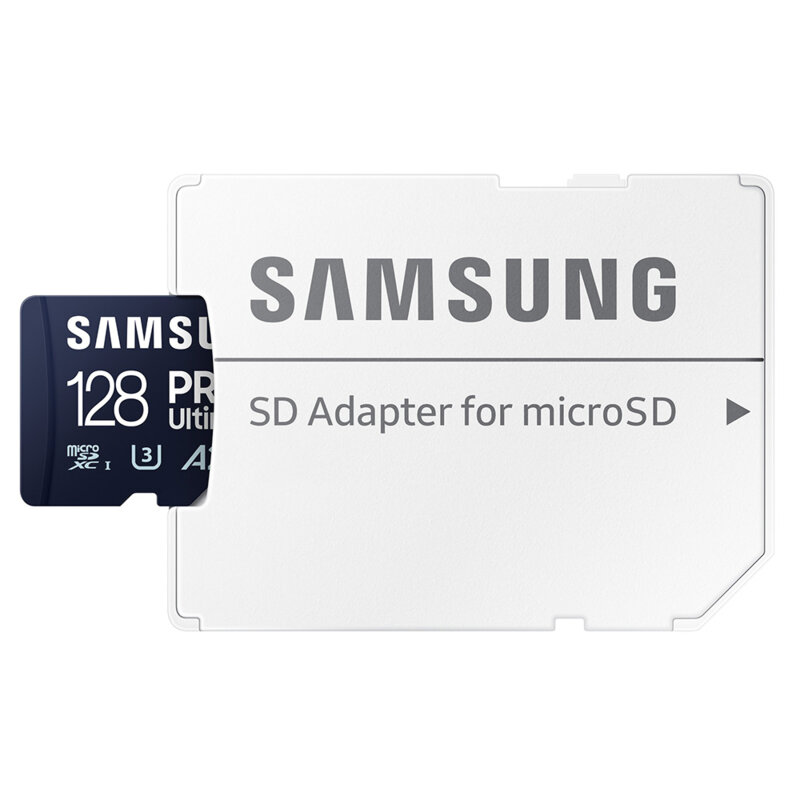 Card MicroSDXC cu adaptor 128GB Samsung PRO Ultimate, U3, alb/bleu, MB-MY128SA/WW
