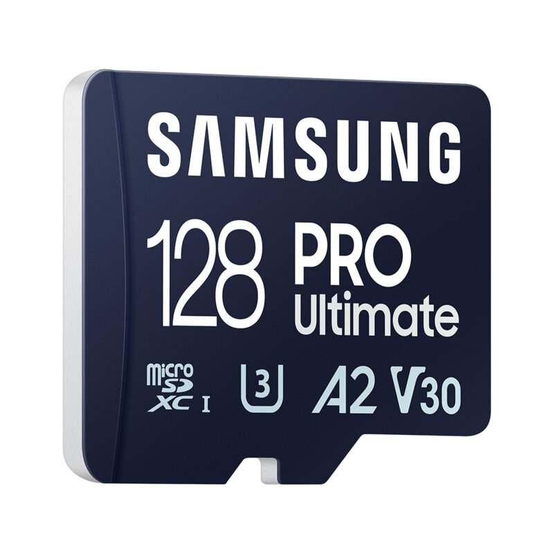 Card MicroSDXC cu adaptor 128GB Samsung PRO Ultimate, U3, alb/bleu, MB-MY128SA/WW