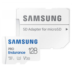 Card MicroSDXC cu adaptor 128GB Samsung PRO Endurance, U3, alb, MB-MJ128KA/EU