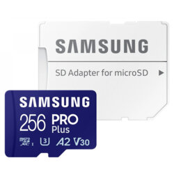 Card MicroSDXC cu adaptor 256GB Samsung PRO Plus, U3, alb, MB-MD256SA/EU