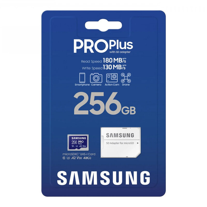 Card MicroSDXC cu adaptor 256GB Samsung PRO Plus, U3, alb, MB-MD256SA/EU