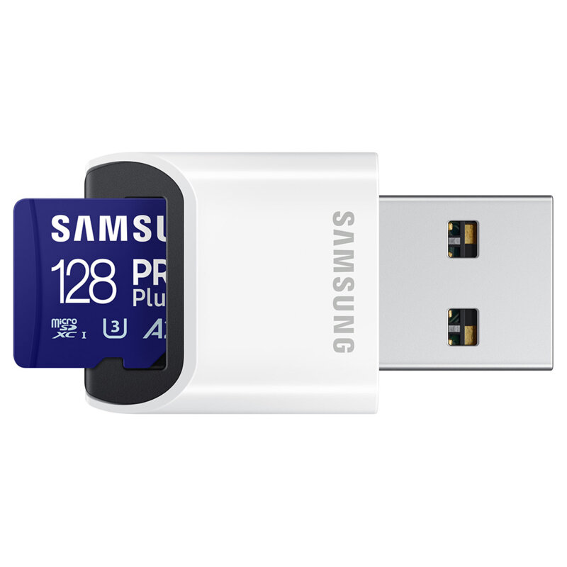 Card MicroSDXC 128GB + cititor de carduri Samsung, alb, MB-MD128SB/WW