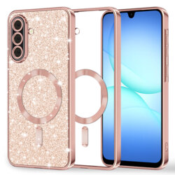 Husa premium Samsung Galaxy A17 5G Techsuit Luxury Glitter MagSafe, roz auriu