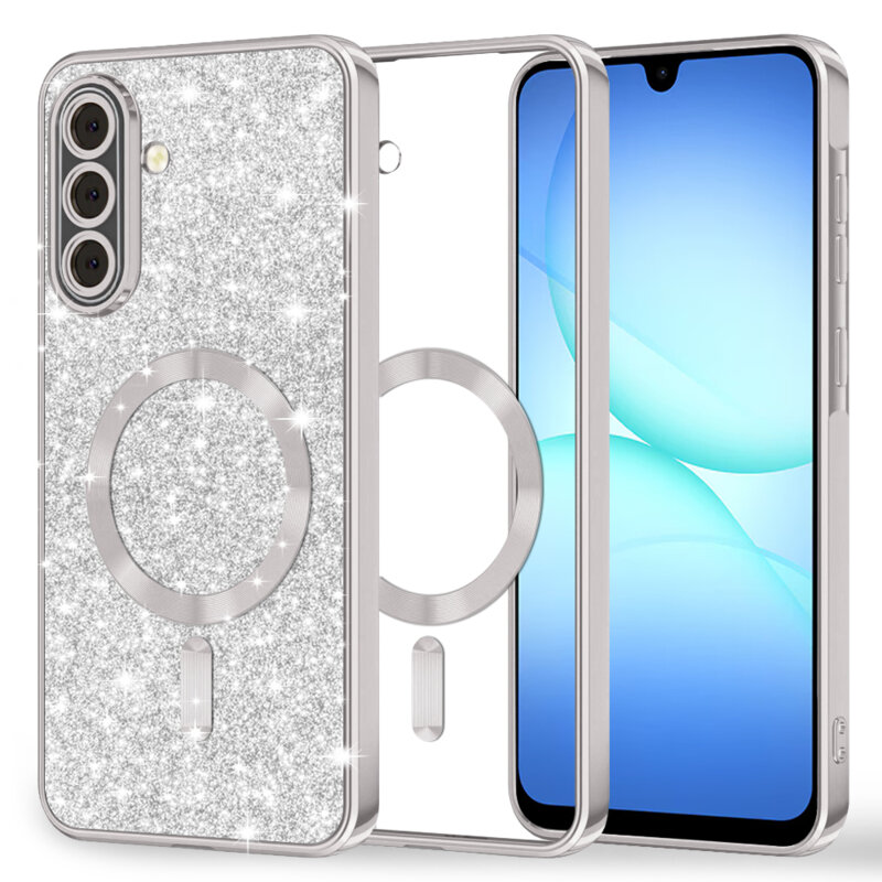 Husa premium Samsung Galaxy A17 5G Techsuit Luxury Glitter MagSafe, argintiu