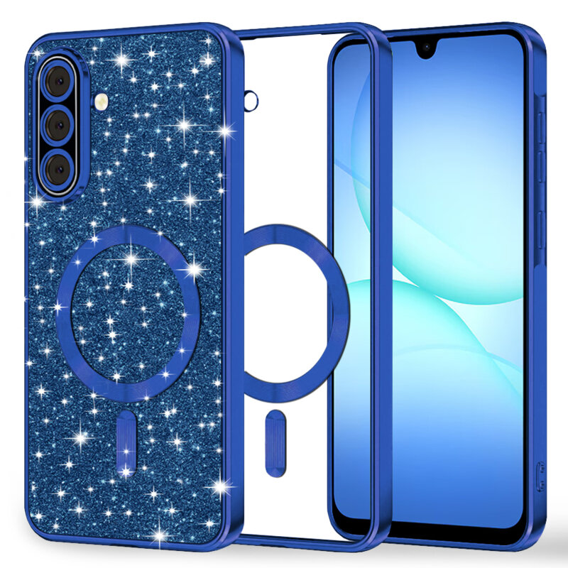 Husa premium Samsung Galaxy A17 5G Techsuit Luxury Glitter MagSafe, albastru