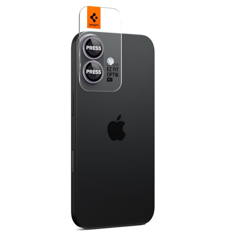 [Pachet 2x] Folie sticla camera iPhone 16 Plus Spigen Glas.tR Optik EZ Fit Pro, mov