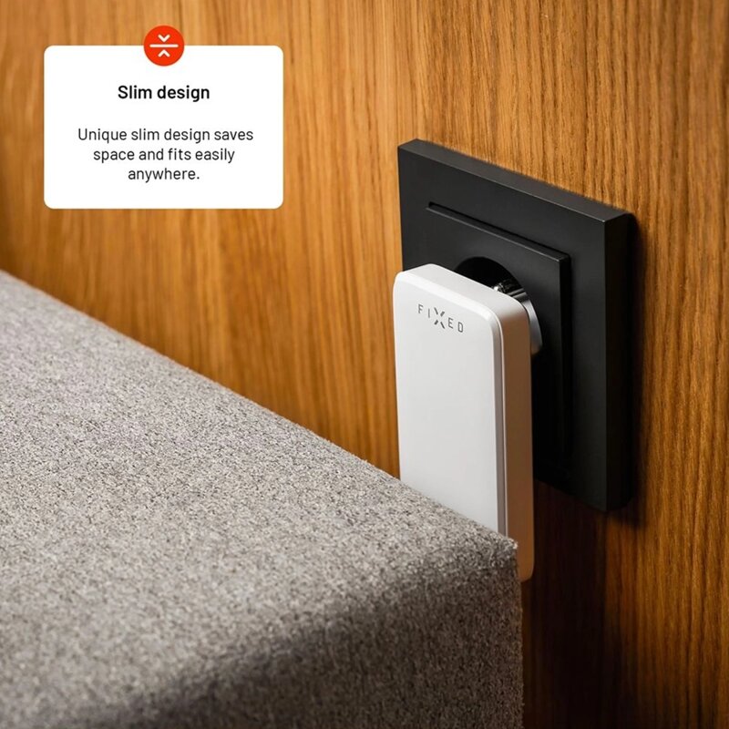 Incarcator GaN PD3.0 2x Type-C Fixed, 45W, FIXCG45S-2C-WH