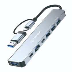 Hub USB, Type-C la USB 3.0, 4x USB 2.0, 2x Type-C Techsuit H6