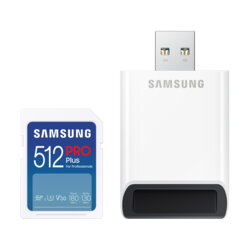 Card SDXC 512GB + cititor de carduri Samsung, alb, MB-SD512SB/WW