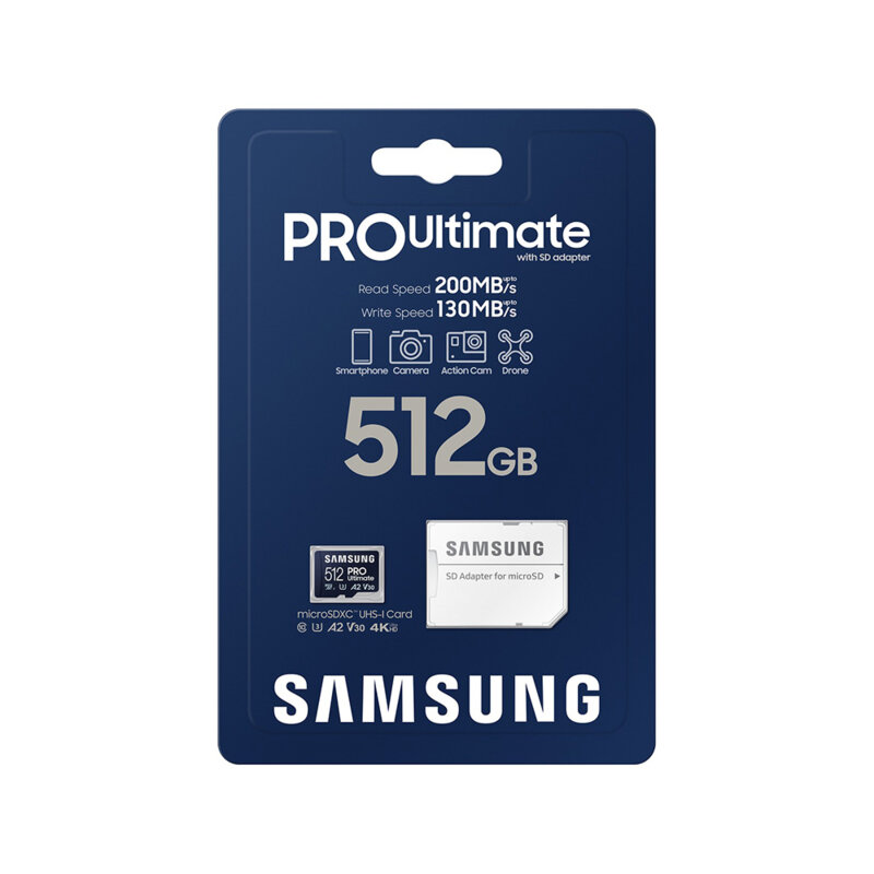 Card MicroSDXC cu adaptor 512GB Samsung PRO Ultimate, U3, alb, MB-MY512SA/WW