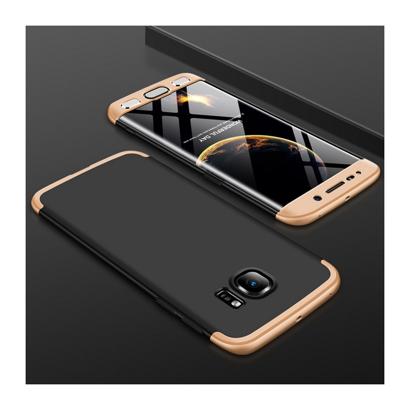 Husa Samsung Galaxy S6 Edge G925 GKK 360 Full Cover Negru-Auriu