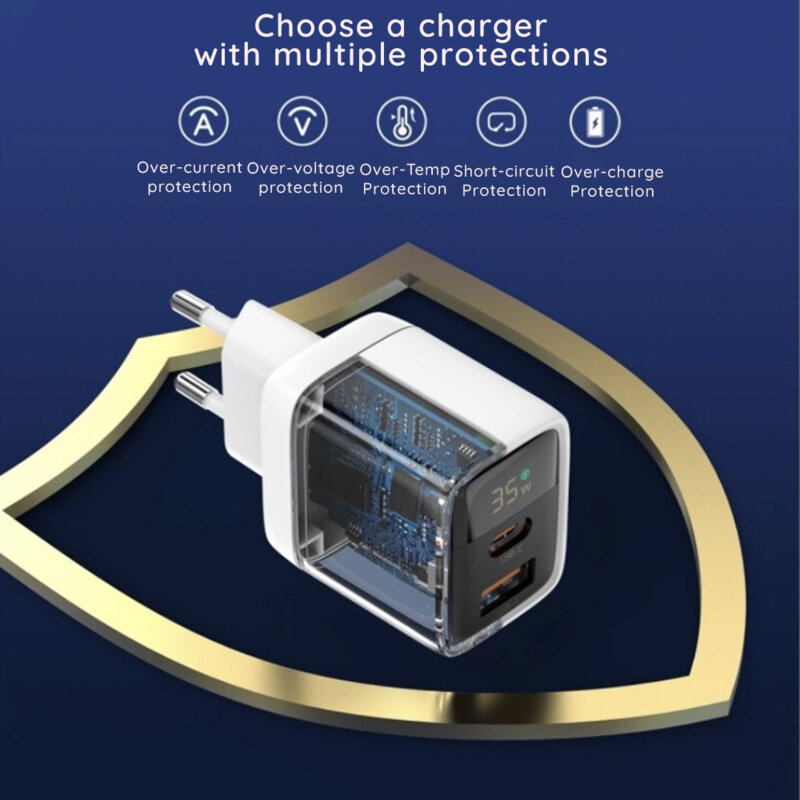 Incarcator priza GaN Type-C, USB  PD35W Techsuit CH3, alb