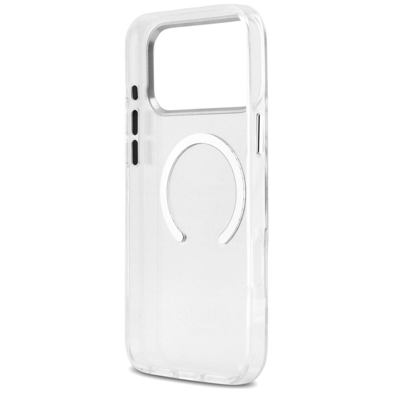 Husa originala Guess iPhone 17 Pro Max Metal Outline MagSafe, argintiu, GUHMP17XHTRMS
