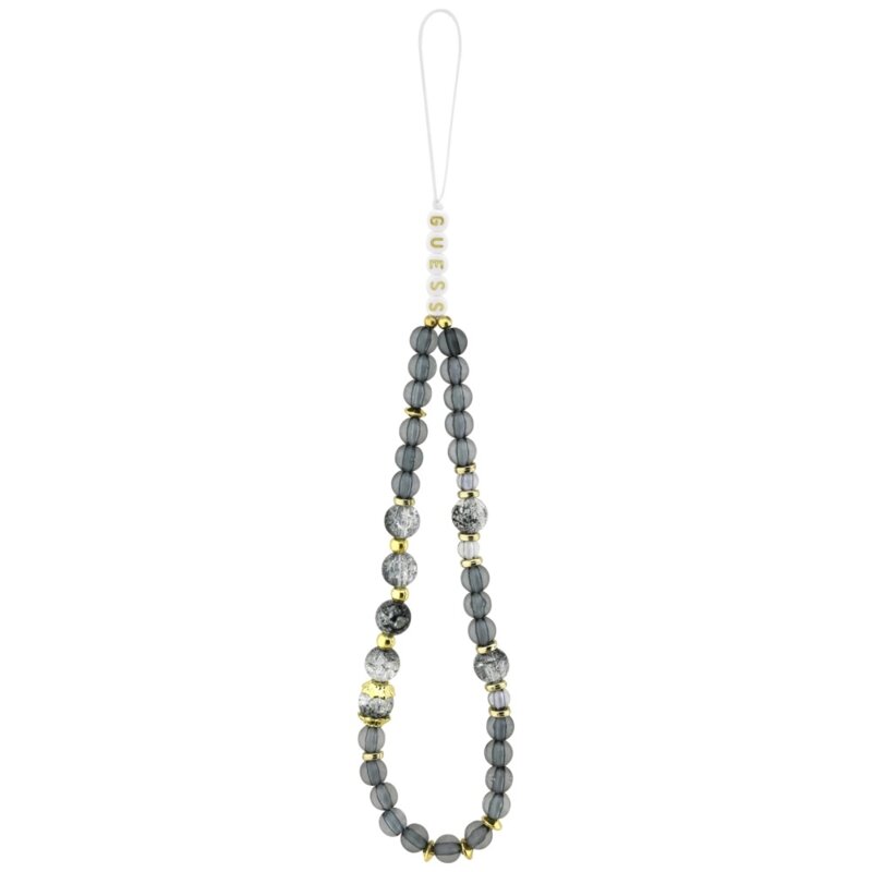 Husa iPhone 17 Pro Max originala Guess IML Flowers with Pearl Strap MagSafe, negru, GUHMP17XHFWBRCESK