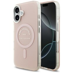 Husa iPhone 17 Karl Lagerfeld IML Karl RSG Logo MagSafe, roz, KLHMP17SHKRSGPP
