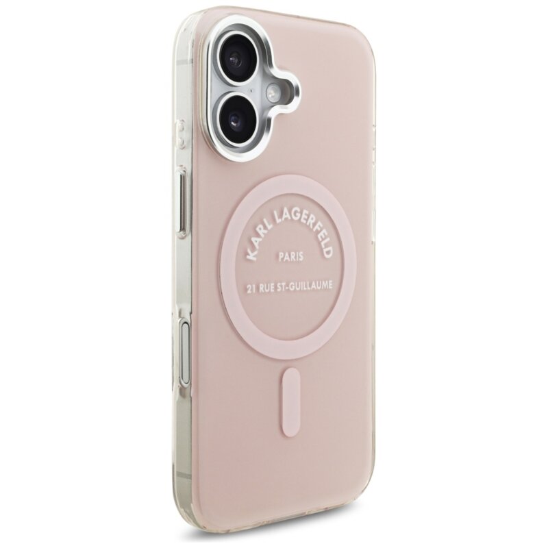 Husa iPhone 17 Karl Lagerfeld IML Karl RSG Logo MagSafe, roz, KLHMP17SHKRSGPP