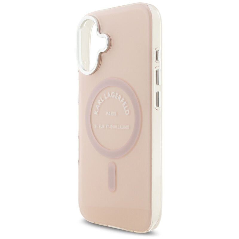 Husa iPhone 17 Karl Lagerfeld IML Karl RSG Logo MagSafe, roz, KLHMP17SHKRSGPP