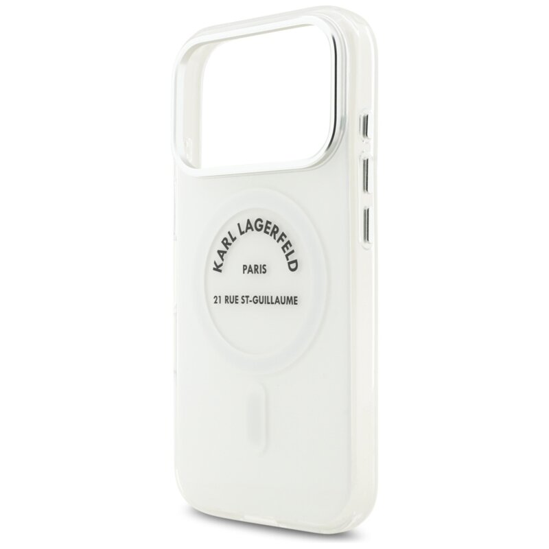 Husa iPhone 17 Pro Karl Lagerfeld IML MagSafe, transparent, KLHMP17LHKRSGPT