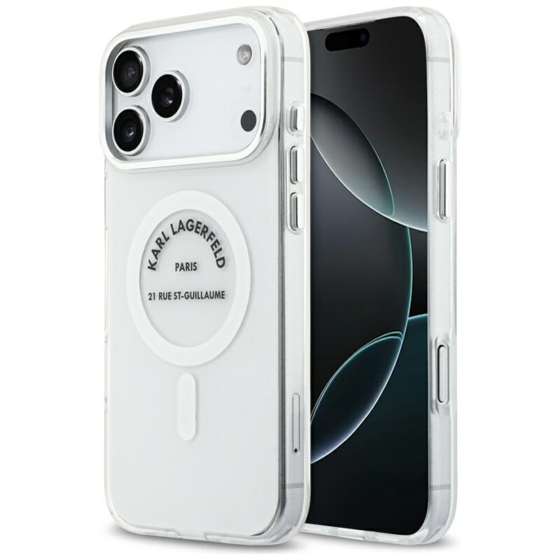 Husa iPhone 17 Pro Max Karl Lagerfeld IML MagSafe, transparent, KLHMP17XHKRSGPT