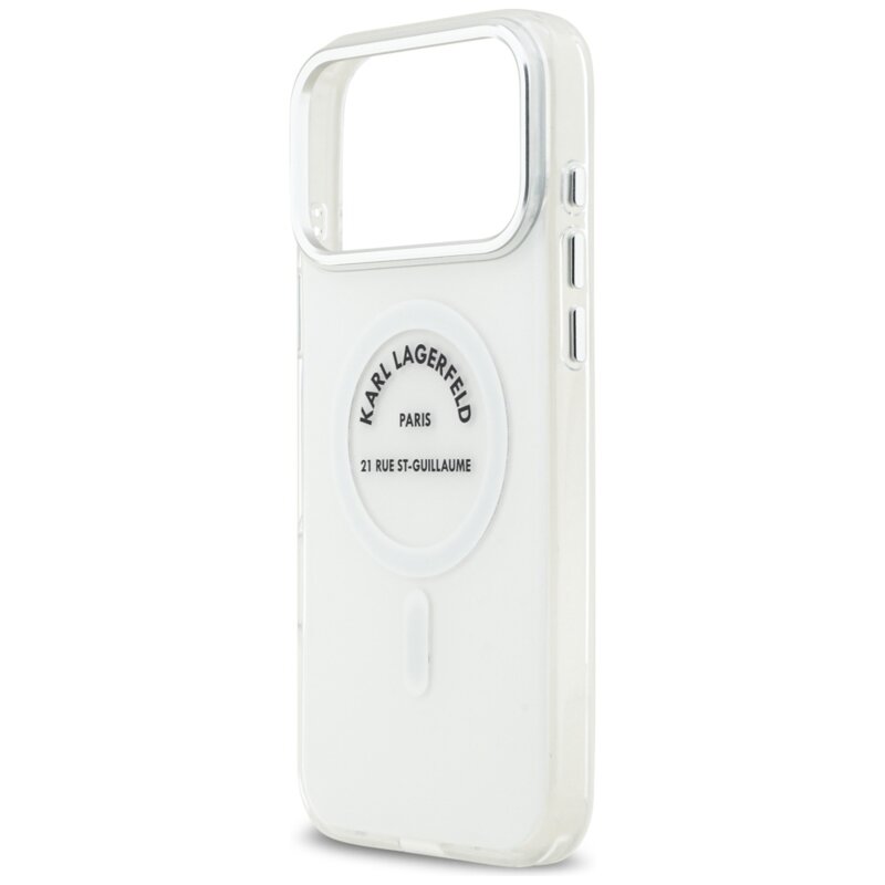 Husa iPhone 17 Pro Max Karl Lagerfeld IML MagSafe, transparent, KLHMP17XHKRSGPT
