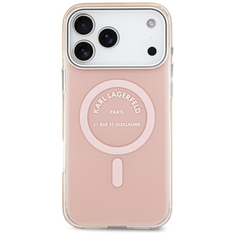 Husa iPhone 17 Pro Max Karl Lagerfeld IML Karl RSG Logo MagSafe, roz, KLHMP17XHKRSGPP