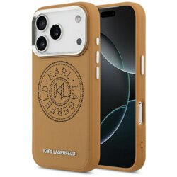 Husa iPhone 17 Pro Karl Lagerfeld Leather With Point & Metal Logo MagSafe, maro, KLHMP17LPSKRPMW