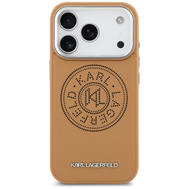 Husa iPhone 17 Pro Karl Lagerfeld Leather With Point & Metal Logo MagSafe, maro, KLHMP17LPSKRPMW