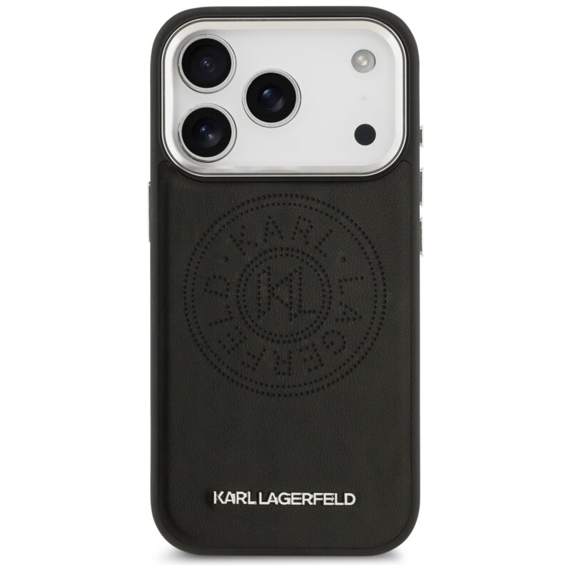 Husa iPhone 17 Pro Max Karl Lagerfeld Leather With Point & Metal Logo MagSafe, negru, KLHMP17XPSKRPMK
