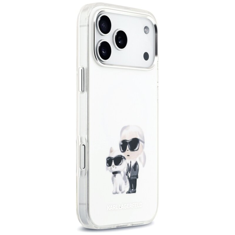 Husa iPhone 17 Pro Max Karl Lagerfeld IML Aquarelle K&C & Logo MagSafe, alb, KLHMP17XHMKCAQOH