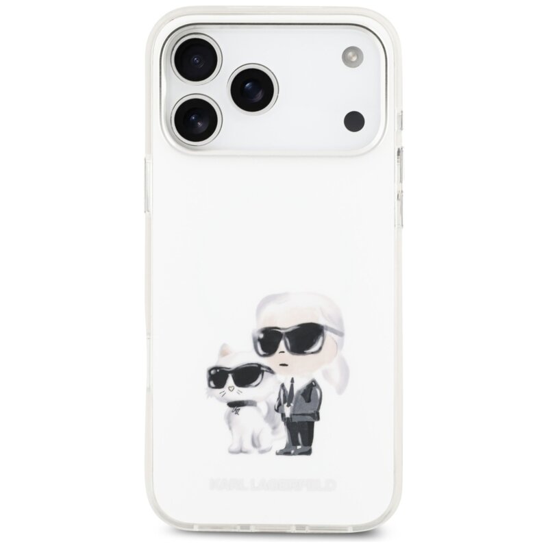 Husa iPhone 17 Pro Max Karl Lagerfeld IML Aquarelle K&C & Logo MagSafe, alb, KLHMP17XHMKCAQOH