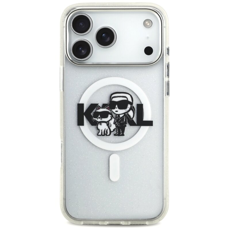 Husa iPhone 17 Pro Max Karl Lagerfeld IML MagSafe, transparent, KLHMP17XHGKCGKBT