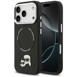 Husa iPhone 17 Pro Karl Lagerfeld Leather K&C Pins MagSafe, negru, KLHMP17LPSMLRKCK