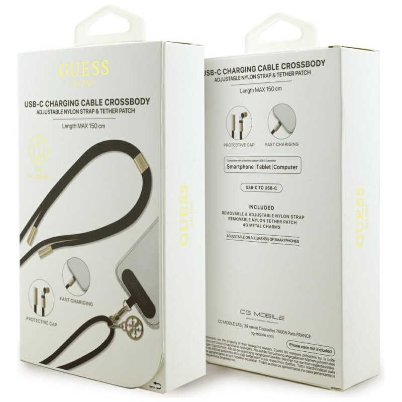 Cablu de date Type-C crossbody Guess, 1.5m, negru, GUCCUCNY4GDK