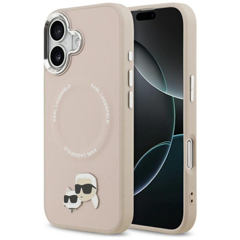 Husa iPhone 17 Karl Lagerfeld Leather K&C Pins MagSafe, roz, KLHMP17SPSMLRKCP
