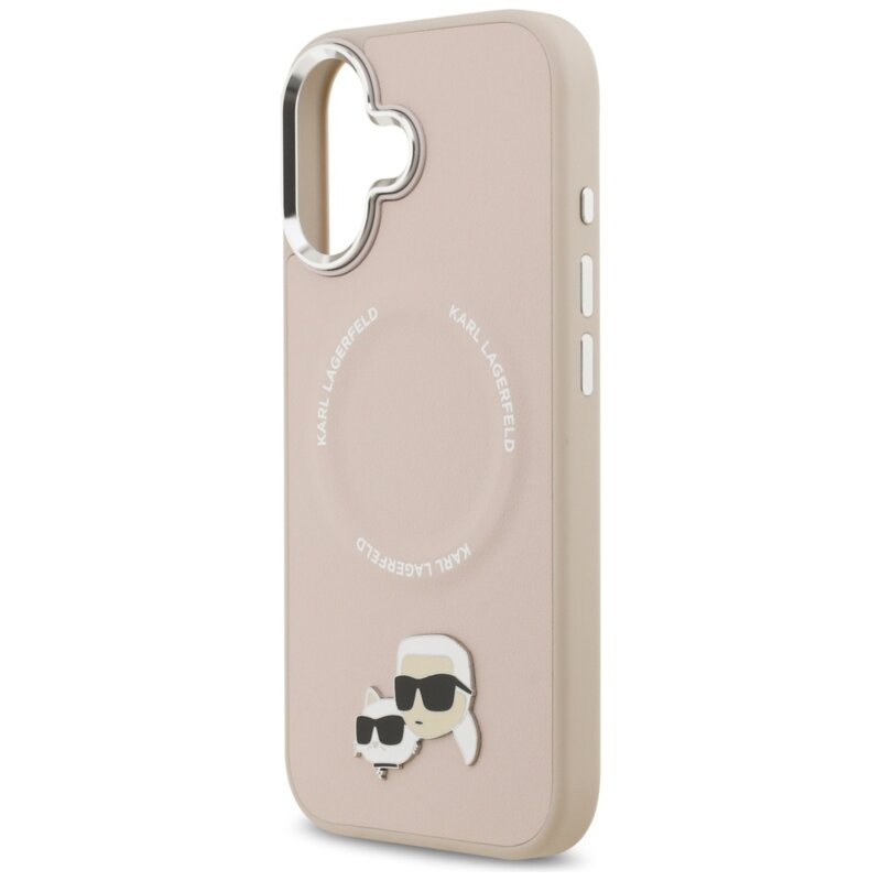 Husa iPhone 17 Karl Lagerfeld Leather K&C Pins MagSafe, roz, KLHMP17SPSMLRKCP