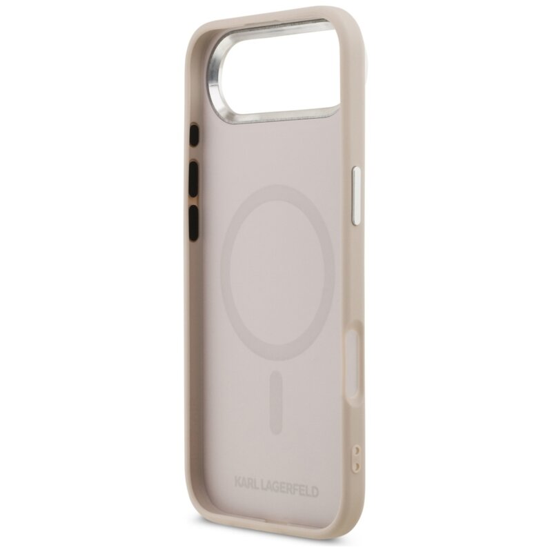 Husa iPhone 17 Air Karl Lagerfeld Leather K&C Pins MagSafe, roz, KLHMP17MPSMLRKCP