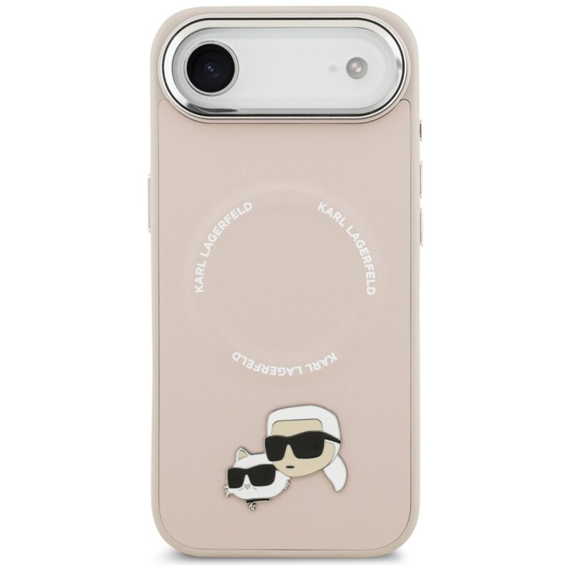 Husa iPhone 17 Air Karl Lagerfeld Leather K&C Pins MagSafe, roz, KLHMP17MPSMLRKCP