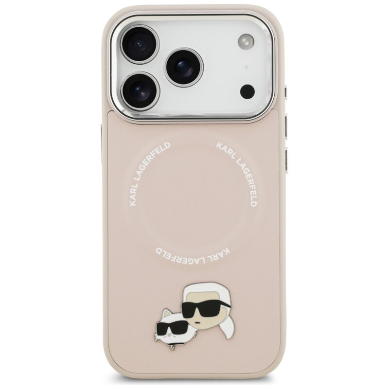 Husa iPhone 17 Pro Karl Lagerfeld K&C Pins MagSafe, roz, KLHMP17LPSMLRKCP