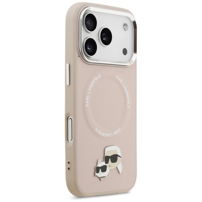 Husa iPhone 17 Pro Karl Lagerfeld K&C Pins MagSafe, roz, KLHMP17LPSMLRKCP