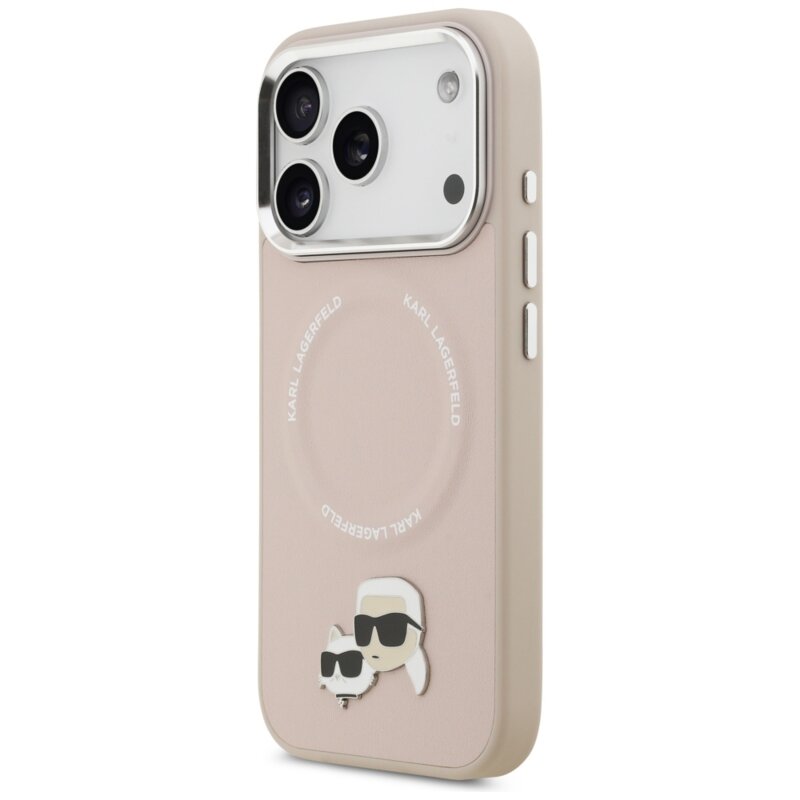 Husa iPhone 17 Pro Karl Lagerfeld K&C Pins MagSafe, roz, KLHMP17LPSMLRKCP