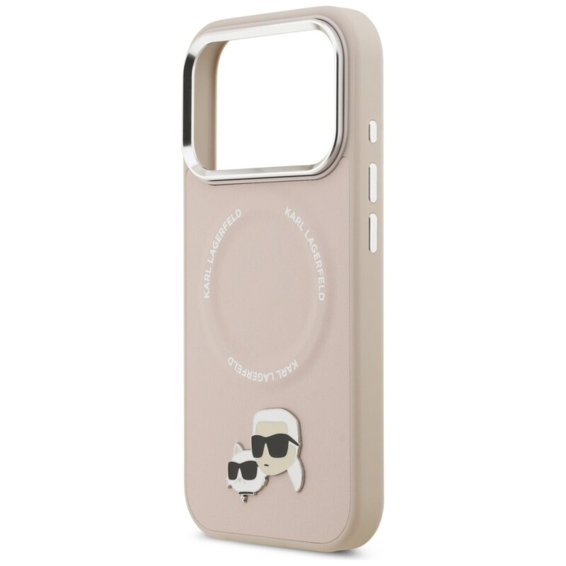 Husa iPhone 17 Pro Karl Lagerfeld K&C Pins MagSafe, roz, KLHMP17LPSMLRKCP