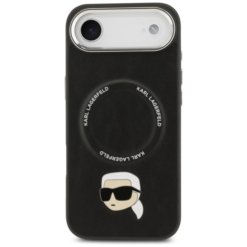 Husa iPhone 17 Air Karl Lagerfeld Leather Karl Pin MagSafe, negru, KLHMP17MPSMLRKLK