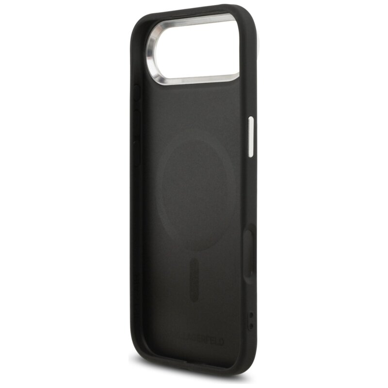 Husa iPhone 17 Air Karl Lagerfeld Leather Choupette Pin MagSafe, negru, KLHMP17MPSMLRCHK