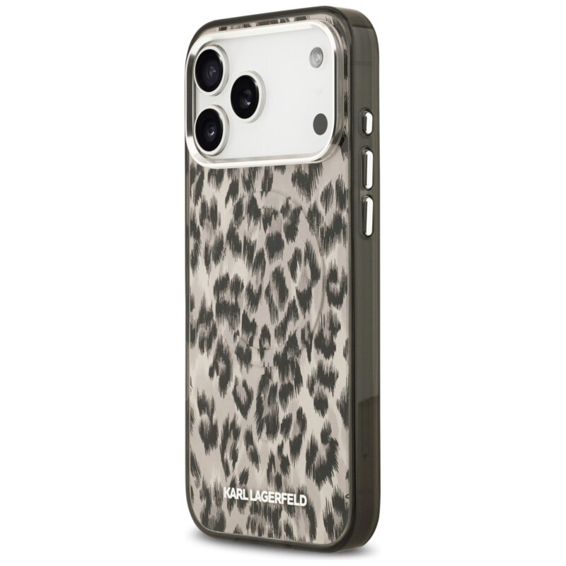 Husa iPhone 17 Pro Max Karl Lagerfeld IML Leopard Pattern MagSafe, maro, KLHMP17XHDLEOICW