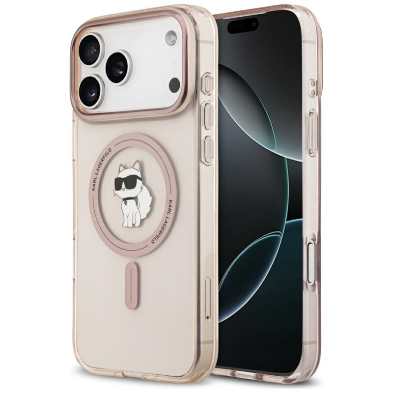 Husa iPhone 17 Pro Max Karl Lagerfeld IML Choupette MagSafe, roz, KLHMP17XHFCCNOP