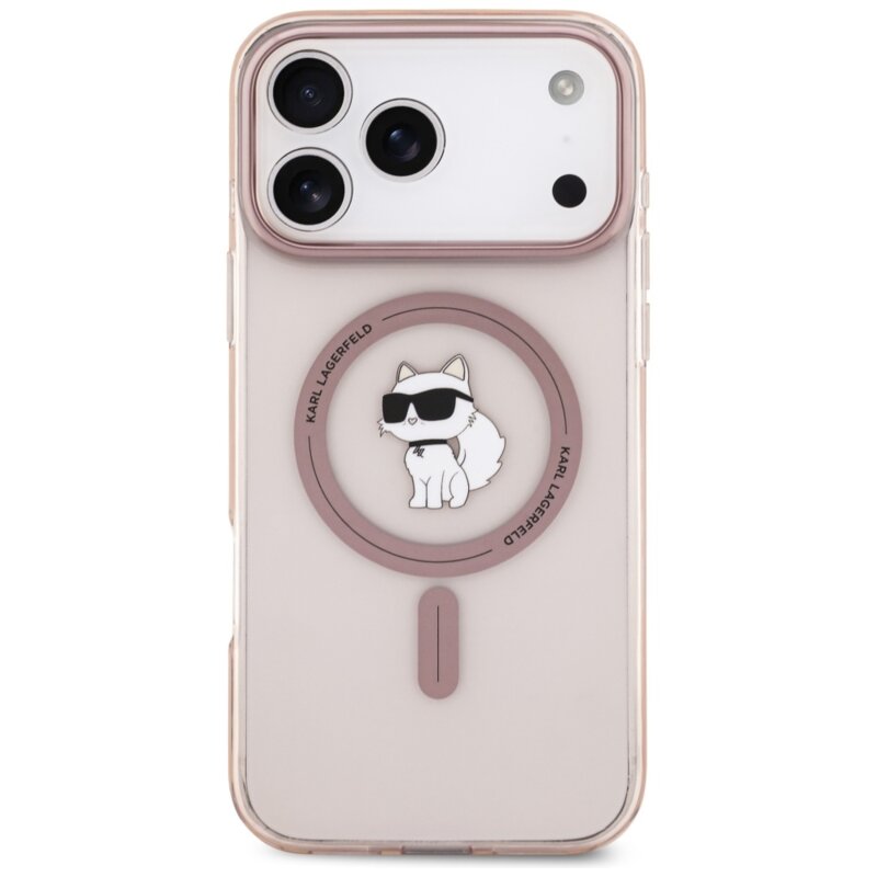 Husa iPhone 17 Pro Max Karl Lagerfeld IML Choupette MagSafe, roz, KLHMP17XHFCCNOP